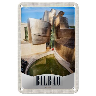 Targa in metallo da viaggio 12x18 cm Bilbao Spagna Architettura Europa Segno