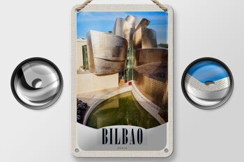 Panneau de voyage en étain, 12x18cm, Bilbao, espagne, Architecture, Europe 2