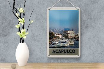Signe de voyage en étain, 12x18cm, Acapulco, mexique, Yacht, montagnes, signe de mer 4