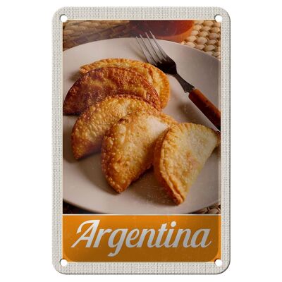 Blechschild Reise 12x18cm Argentinien traditionelle Speisen Schild