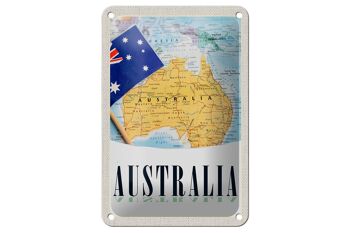 Signe de voyage en étain 12x18cm, signe de carte Atlas du continent australien 1