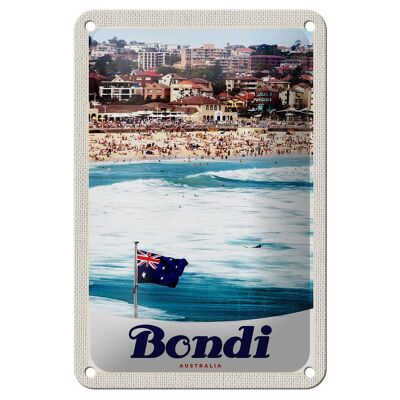 Cartel de chapa de viaje, decoración de playa, vacaciones, Bondi, Australia, 12x18cm