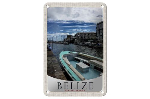 Blechschild Reise 12x18cm Belize Central Amerika Boote Ufer Schild