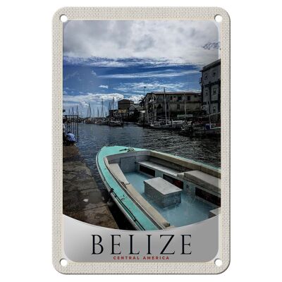 Blechschild Reise 12x18cm Belize Central Amerika Boote Ufer Schild