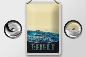 Panneau de voyage en étain, 12x18cm, beyrouth, capitale, liban, signe de vacances 2