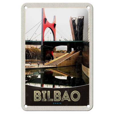 Cartel de chapa de viaje, 12x18cm, puente de Bilbao, España, cartel decorativo de vacaciones