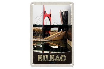 Panneau de voyage en étain, 12x18cm, pont de Bilbao, espagne, panneau décoratif de vacances 1