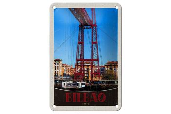 Panneau de voyage en étain, 12x18cm, Bilbao, espagne, Europe, pont rouge 1