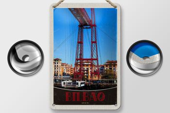 Panneau de voyage en étain, 12x18cm, Bilbao, espagne, Europe, pont rouge 2