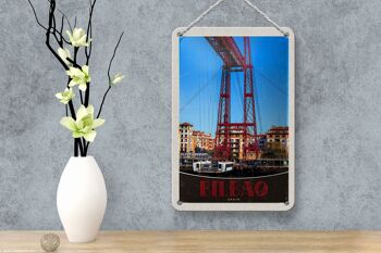 Panneau de voyage en étain, 12x18cm, Bilbao, espagne, Europe, pont rouge 4