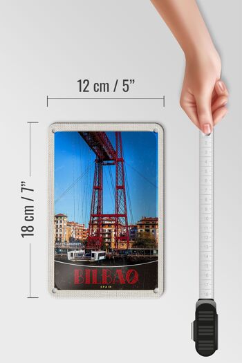Panneau de voyage en étain, 12x18cm, Bilbao, espagne, Europe, pont rouge 5