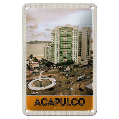 Blechschild Reise 12x18cm Acapulco Mexiko Innenstadt Hochhaus Schild