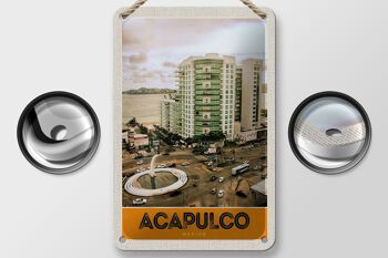 Panneau de voyage en étain 12x18cm, panneau de grande hauteur du centre-ville d'Acapulco mexique 2