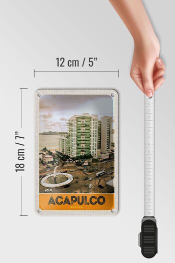 Panneau de voyage en étain 12x18cm, panneau de grande hauteur du centre-ville d'Acapulco mexique 5