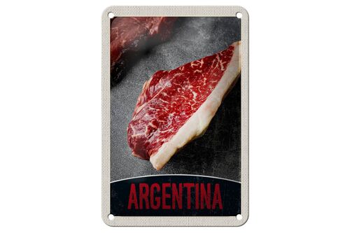 Blechschild Reise 12x18cm Argentinien Steak Fleisch Kuh Rind Schild
