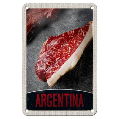 Targa in metallo da viaggio 12x18 cm Argentina Bistecca Carne Mucca Manzo