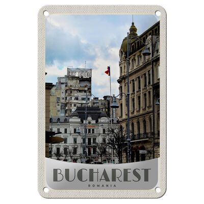 Letrero de chapa de viaje, 12x18cm, Bucarest, Rumania, Capital, cartel de vacaciones