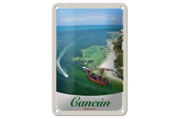 Panneau de voyage en étain, 12x18cm, Cancun, mexique, plage, navires de mer 1