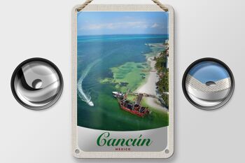 Panneau de voyage en étain, 12x18cm, Cancun, mexique, plage, navires de mer 2