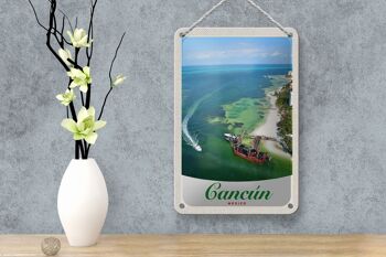 Panneau de voyage en étain, 12x18cm, Cancun, mexique, plage, navires de mer 4