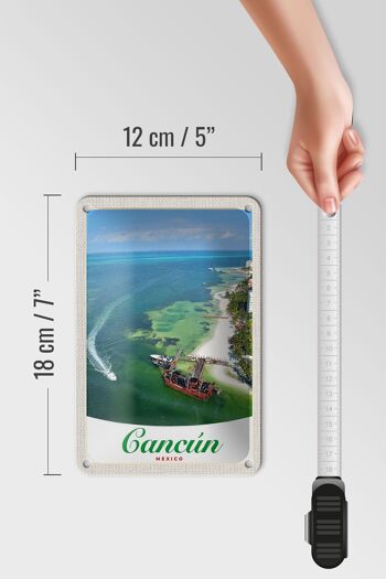 Panneau de voyage en étain, 12x18cm, Cancun, mexique, plage, navires de mer 5