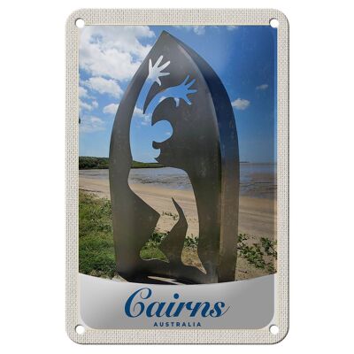 Cartel de chapa de viaje, 12x18cm, Cairns, Australia, playa, mar, naturaleza