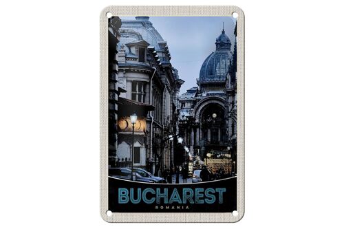 Blechschild Reise 12x18cm Bukarest Rumänien Stadt Architektur Schild
