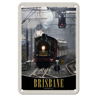 Targa in metallo da viaggio 12x18 cm Decorazione locomotiva Brisbane Australia