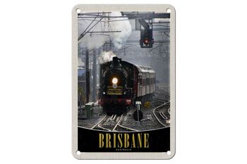 Panneau de voyage en étain 12x18cm, décoration de Locomotive de Brisbane australie 1