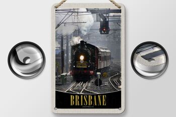 Panneau de voyage en étain 12x18cm, décoration de Locomotive de Brisbane australie 2