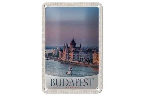 Blechschild Reise 12x18cm Aussicht auf Budapest Kirche Ungarn Schild