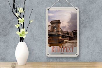 Panneau de voyage en étain, 12x18cm, Budapest, hongrie, pont, rivière, ville 4