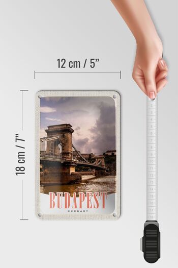 Panneau de voyage en étain, 12x18cm, Budapest, hongrie, pont, rivière, ville 5