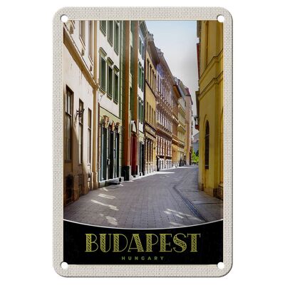 Targa in metallo da viaggio 12x18 cm Budapest Ungheria Downtown Street Sign