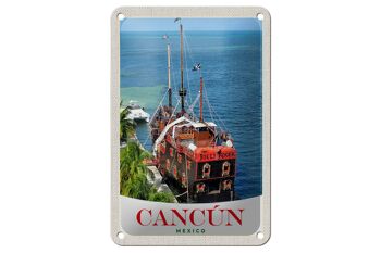 Panneau de voyage en étain, 12x18cm, Cancun, mexique, bateau Jolly Roger 1