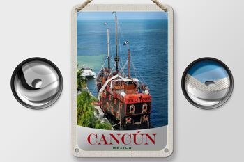 Panneau de voyage en étain, 12x18cm, Cancun, mexique, bateau Jolly Roger 2