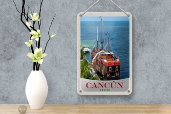 Panneau de voyage en étain, 12x18cm, Cancun, mexique, bateau Jolly Roger 4