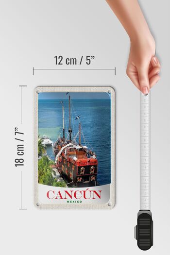 Panneau de voyage en étain, 12x18cm, Cancun, mexique, bateau Jolly Roger 5