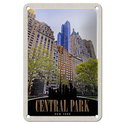 Targa in metallo da viaggio 12x18 cm Central Park USA New York High-Rise Sign
