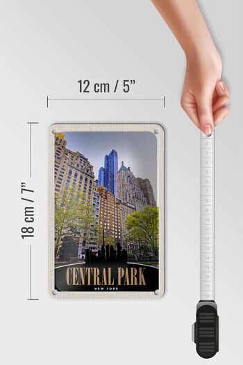 Panneau de voyage en étain, 12x18cm, Central Park USA New York, panneau de grande hauteur 5