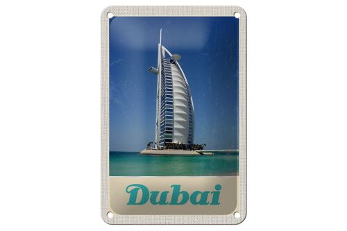 Blechschild Reise 12x18cm Dubai Afrika Strand Meer Hochhaus Schild