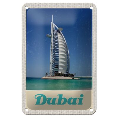 Blechschild Reise 12x18cm Dubai Afrika Strand Meer Hochhaus Schild