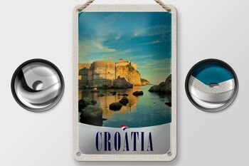 Panneau de voyage en étain, 12x18cm, château de croatie, plage, mer, Europe 2