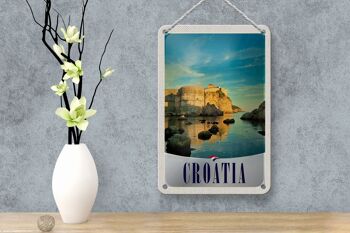 Panneau de voyage en étain, 12x18cm, château de croatie, plage, mer, Europe 4