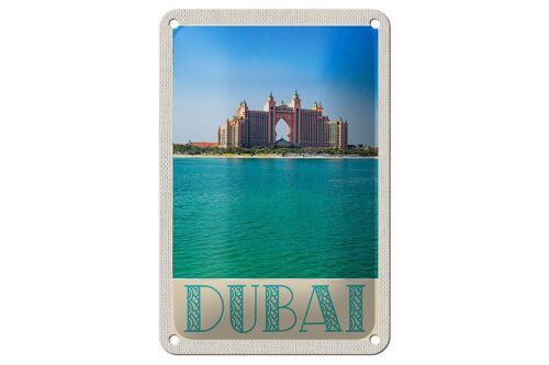 Blechschild Reise 12x18cm Dubai Strand Meer Moschee Sonne Schild