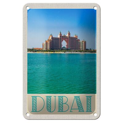 Targa in metallo da viaggio 12x18 cm Dubai Beach Sea Mosque Sun Sign
