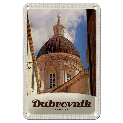 Cartel de chapa de viaje, decoración de cúpula de Catedral de Dubrovnik, Croacia, 12x18cm