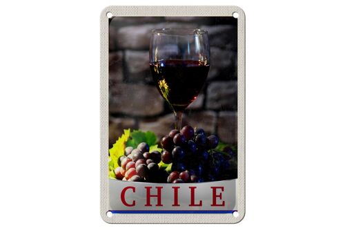 Blechschild Reise 12x18cm Chile Wein Trauben Tradition Urlaub Schild