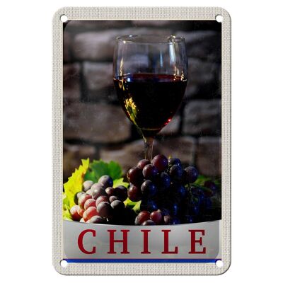 Targa in metallo da viaggio 12x18 cm Cile, uva da vino, tradizione, vacanza