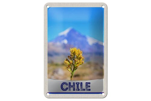 Blechschild Reise 12x18cm Chile Blume Gebirge Urlaub Dekoration
